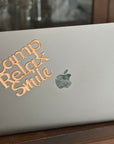 Camp & Relax & Smile Holz Schriftzug Kirschbaumholz Selbstklebend-1