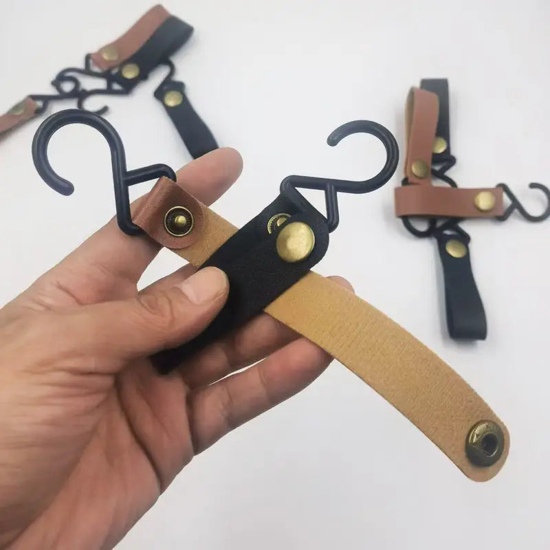 4-Set Camping Aufbewahrungshaken – Wiederverwendbarer PU Leder Haken für Wohnmobil & Outdoor Detail Ansicht