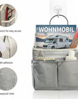 Hängetasche Organizer aus Baumwolle und Leinen in grau für Camper Anwendungsbeispiele