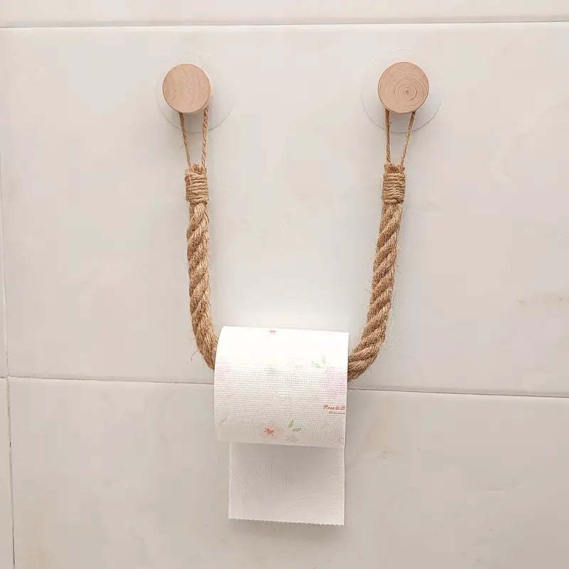 Hanfseil Toilettenpapierhalter, selbstklebend, Massivholz Baumwollseil für´s Wohnmobil