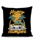 Happy Camper Schwarz Kissenbezug - Camper Van Wohnmobil Dekor Shop | Inselcamper