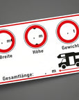 Wohnmobilaufkleber Höhe, Länge, Breite