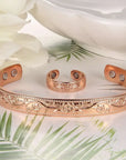 Kupferschmuck Armband & Ring Set mit Magneten im Vintage-Blumen-Design-1