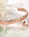Kupferschmuck Armband & Ring Set mit Magneten im Vintage-Blumen-Design-2