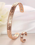 Kupferschmuck Armband & Ring Set mit Magneten im Vintage-Blumen-Design