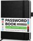 Logbuch, Passwortbuch mit Register A-Z Passwort Notizbuch A5 schwarz