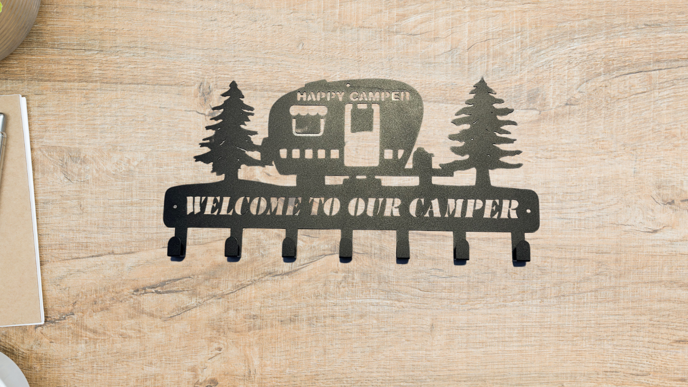 geschenkidee für camper Wohnmobil Schlüsselhalter: Happy Camper aus Metall -schönes Geschenk für  Camper