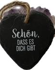 Schieferplatte Herz mit Spruch: "Schön, DASS ES DICH GIBT" Deko Geschenk