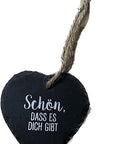 Schieferplatte Herz mit Spruch: "Schön, DASS ES DICH GIBT" Deko Geschenk