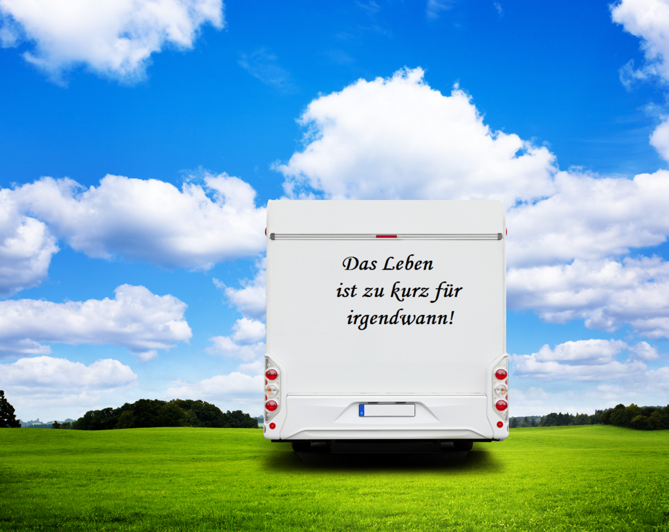 spruch für camper Wohnmobil Aufkleber: Das Leben ist zu kurz kaufen