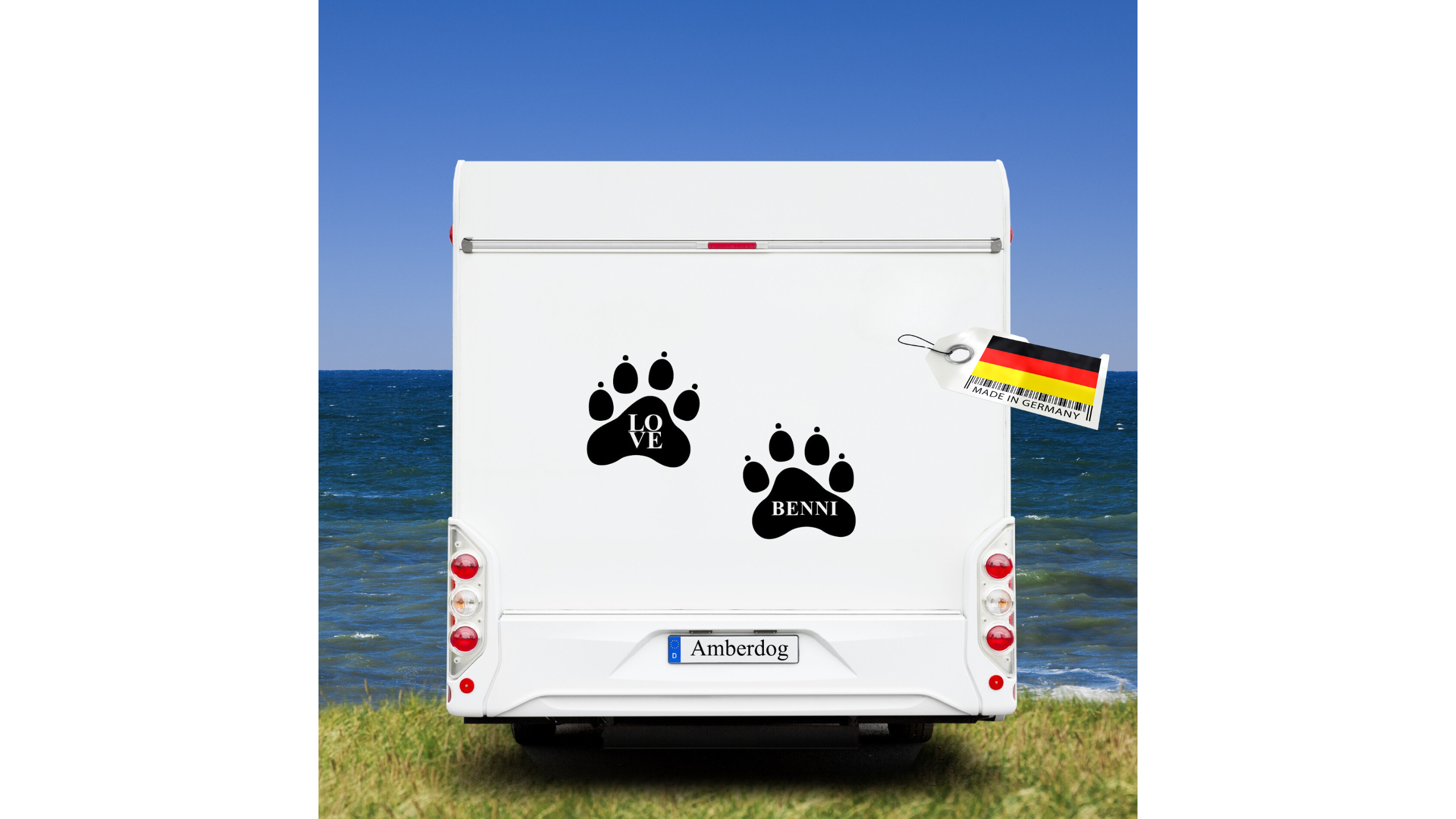 Pfötchen-Aufkleber für Wohnmobil , Camper, Wohnwagen, Van (2er- oder 3er-Set)