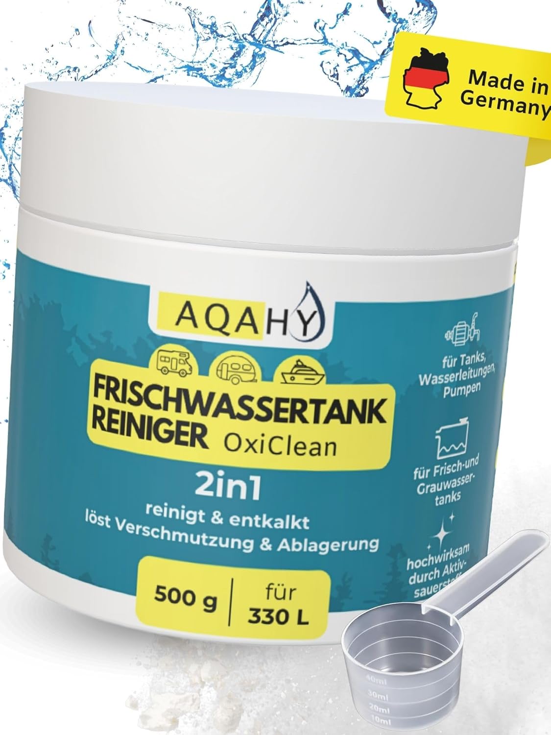 AQAHY Wassertank Reiniger Wohnmobil 2in1 Frischwassertank Reiniger und Entkalker mit Aktivsauerstoff