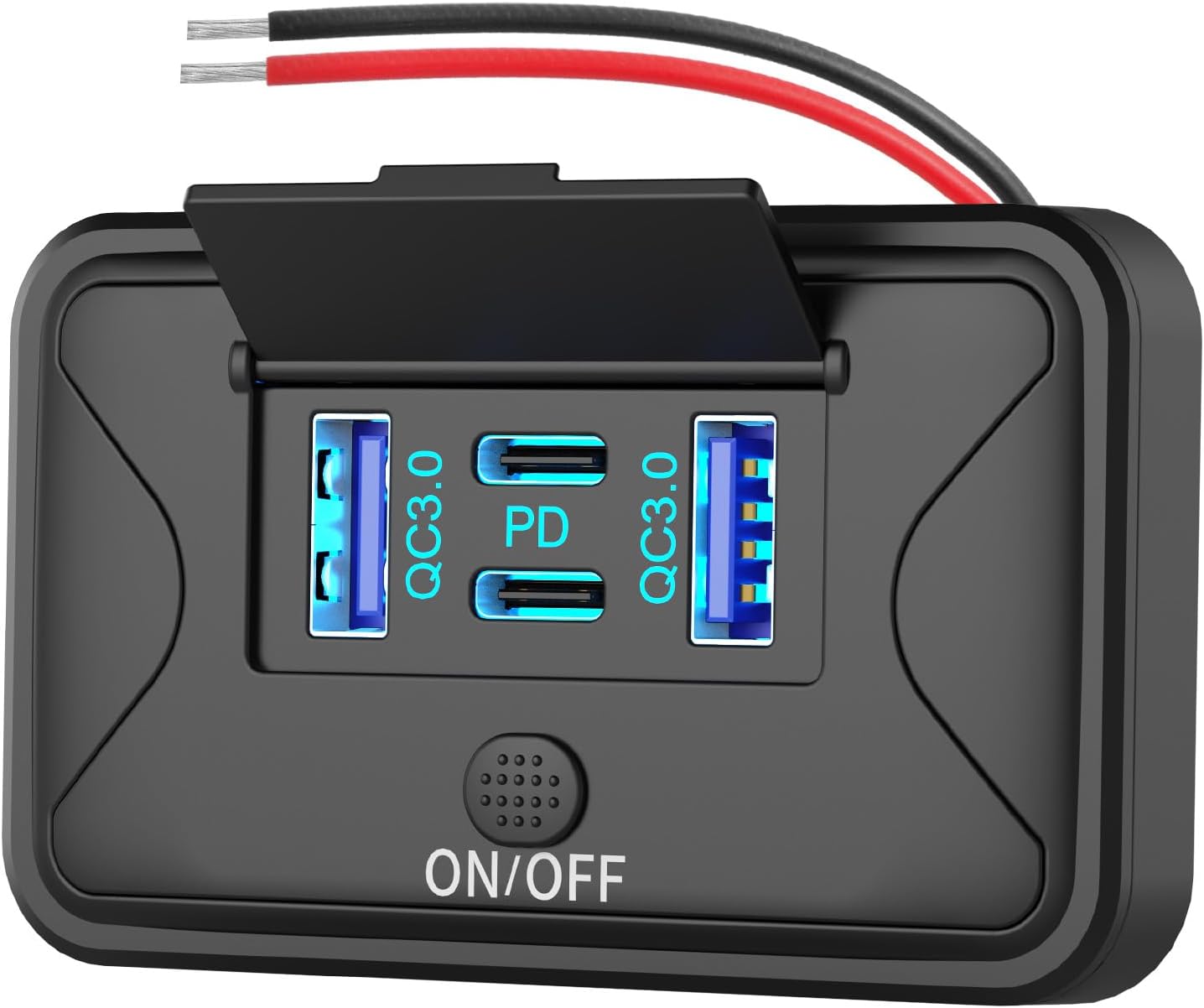 Hapytrip 78W 4 Port 12V USB Steckdose zur Wandmontage mit PD und QC3.0 und Tastschalter für Wohnmobil und Bus