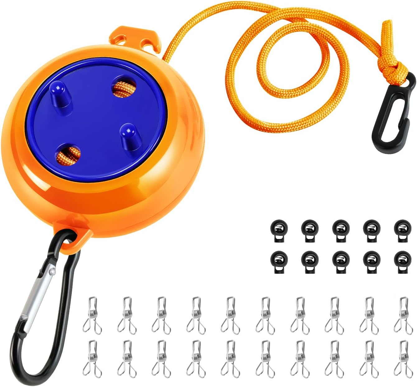 Heatigo ausziehbare Reise-Wäscheleine 10m in Orange fürs Camping und Outdoor