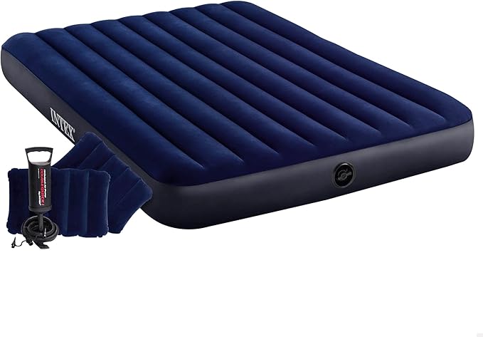 Intex 64765 Luftbett Queen blau mit Handpumpe und zwei Kissen
