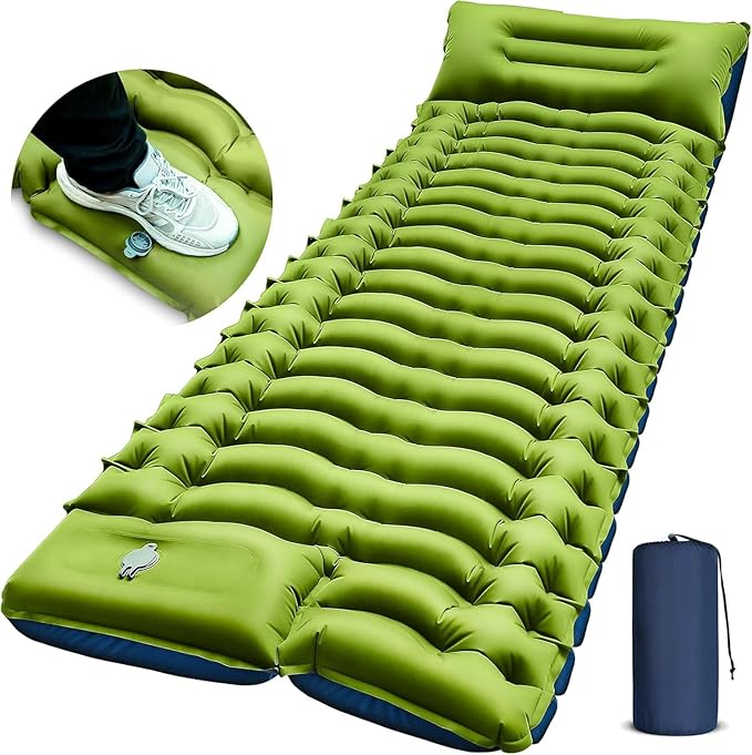 Yuzonc Camping-Isomatte 10 cm dick mit integriertem Kissen und Fußpumpe