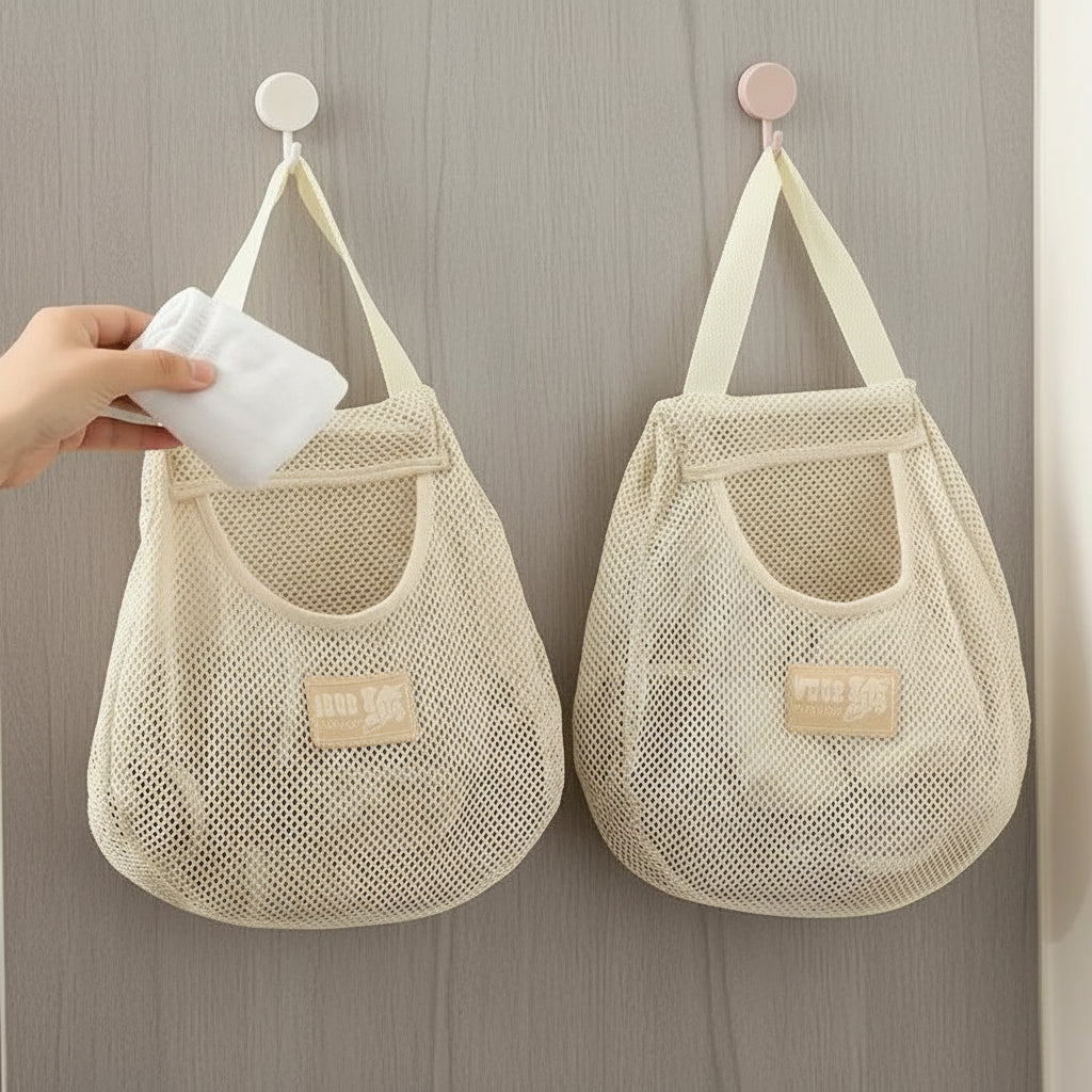 Aufbewahrungstasche - Organizer für Obst, Gemüse, Plastiktüten, Einkaufstaschen, Unterwäsche Anwendungsbeispiel