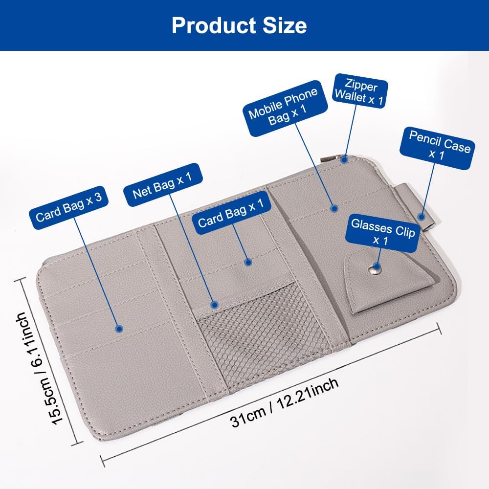Organizer für Auto/Camper Sonnenblende , Sonnenbrille Halter,  Kartenhalter Multifunktions Aufbewahrungstasche