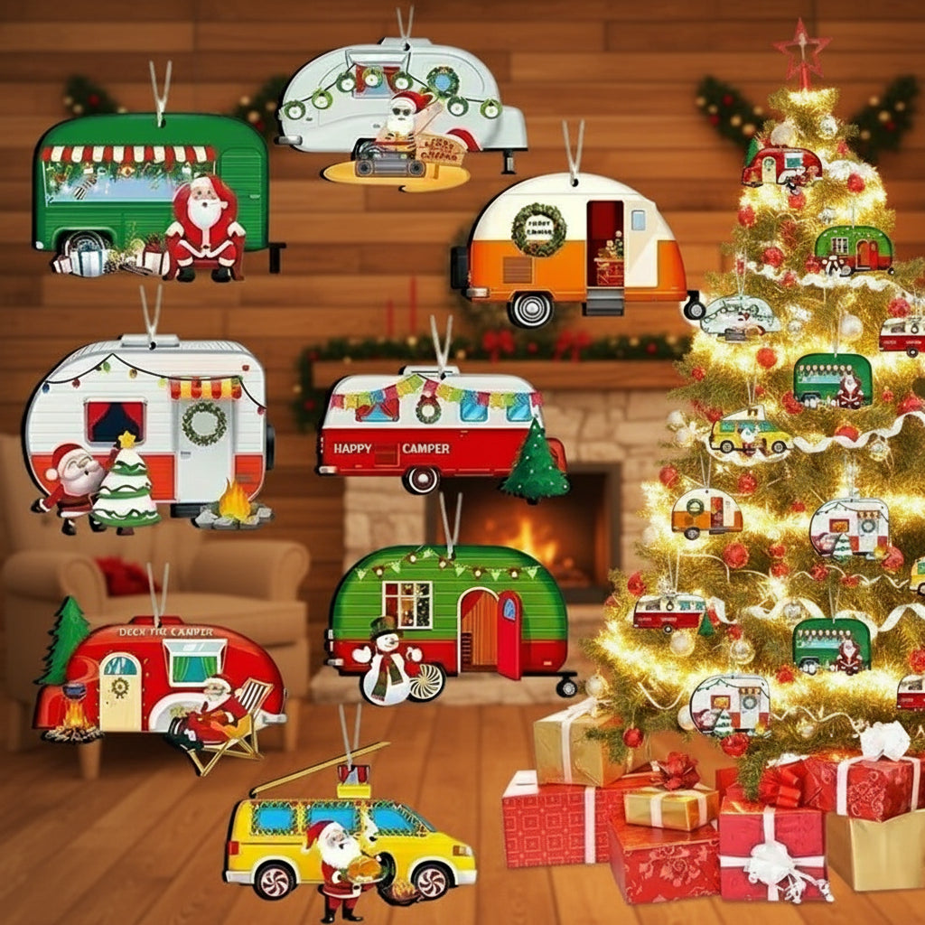 2D 8-teiliger Wohnmobil-Weihnachtsbaumschmuck