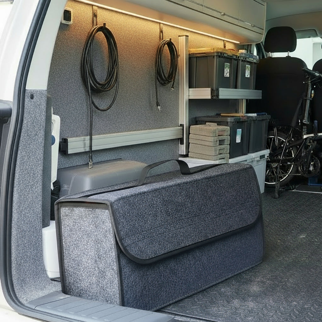 Filz Auto Organizer – Faltbare Tasche 50×15×24 cm Grau für Camper