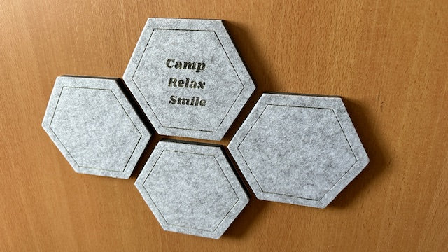 Filz Pinnwand CAMP RELAX SMILE 4er Set grau selbstklebend