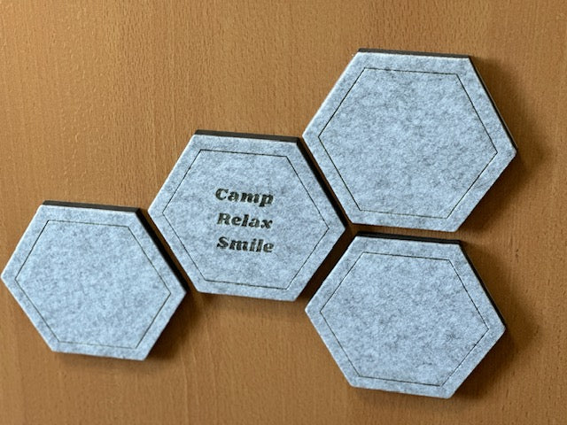 Filz Pinnwand CAMP RELAX SMILE 4er Set grau selbstklebend