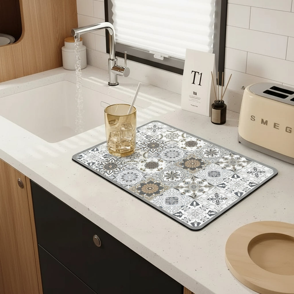 Abtropfmatte "Hana" schnell trocknend für Camper mit Tasse