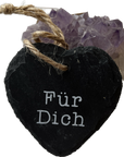 Schieferplatte Herz mit Spruch: "Für Dich" Deko Geschenk