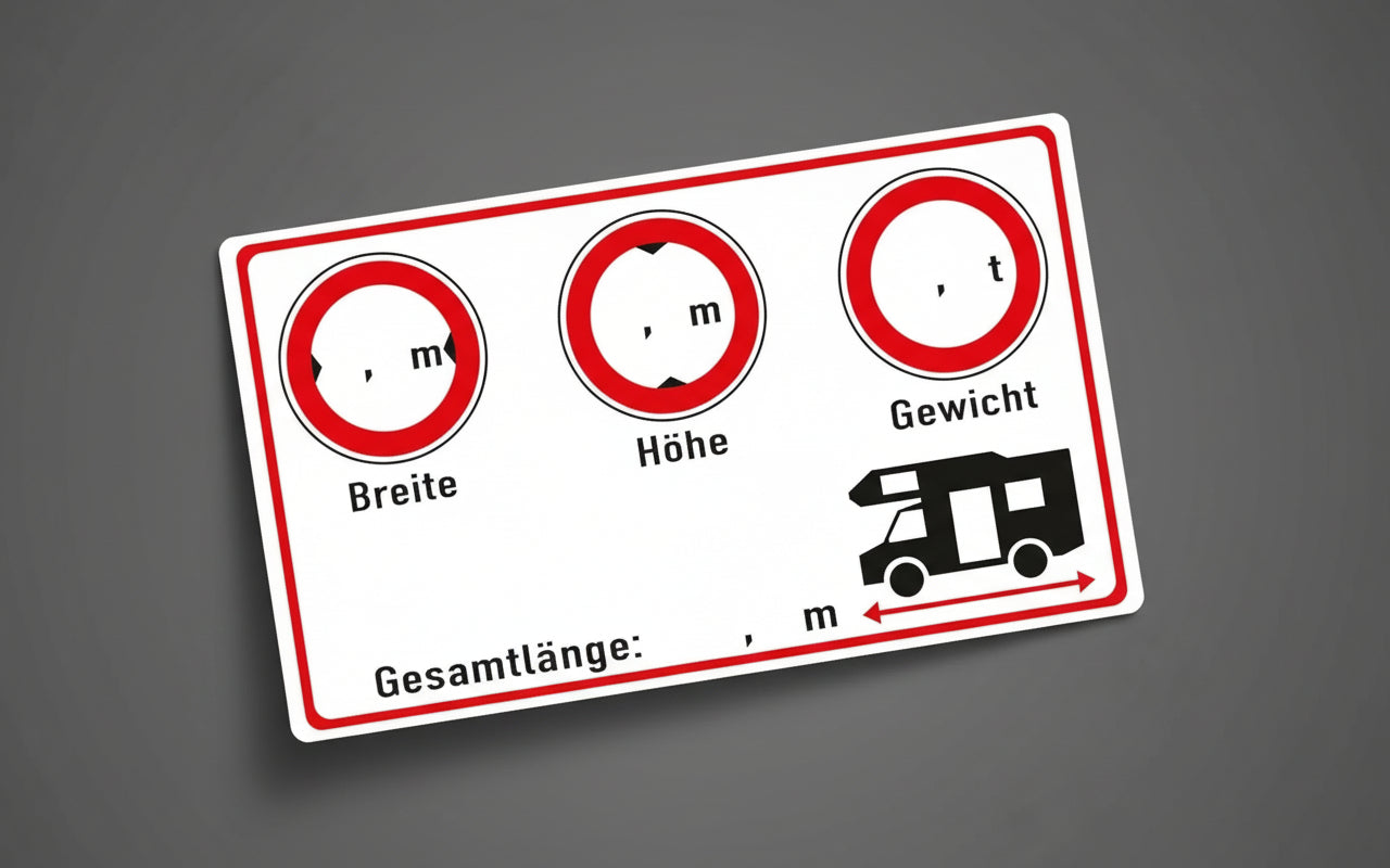 Wohnmobilaufkleber Höhe, Länge, Breite