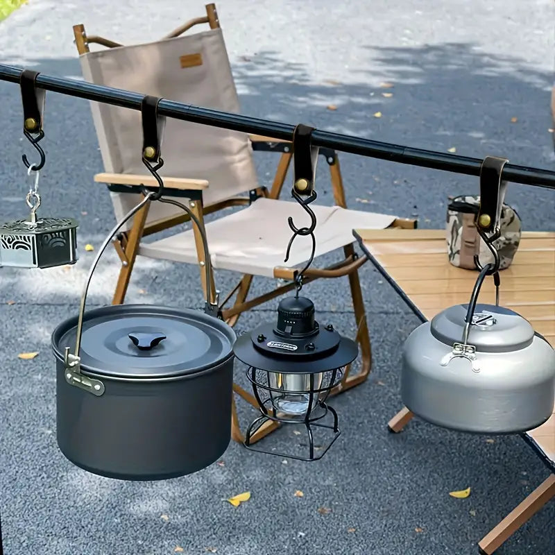 4-Set Camping Aufbewahrungshaken – Wiederverwendbarer PU Leder Haken für Wohnmobil & Outdoor