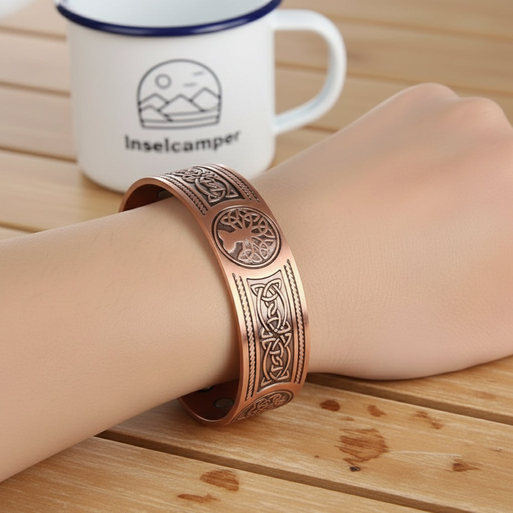 Kupferschmuck Armreif mit Magneten Lebensbaum für Herren-1