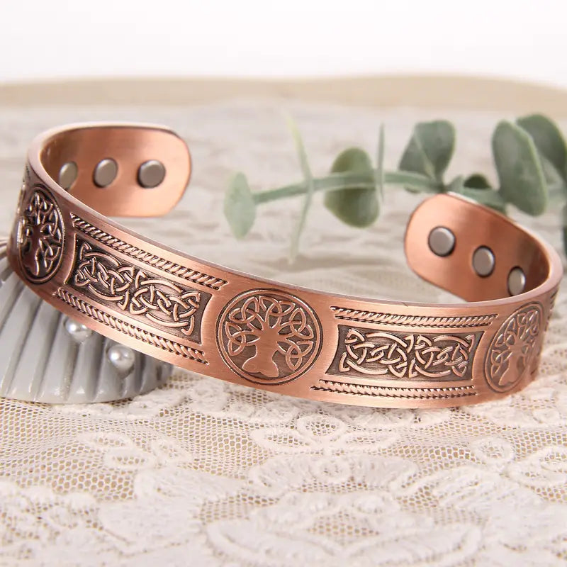 Kupferschmuck Armreif mit Magneten Lebensbaum für Herren-1