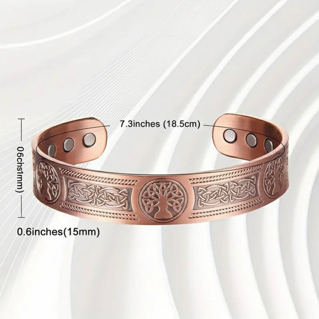 Kupferschmuck Armreif mit Magneten Lebensbaum für Herren-2