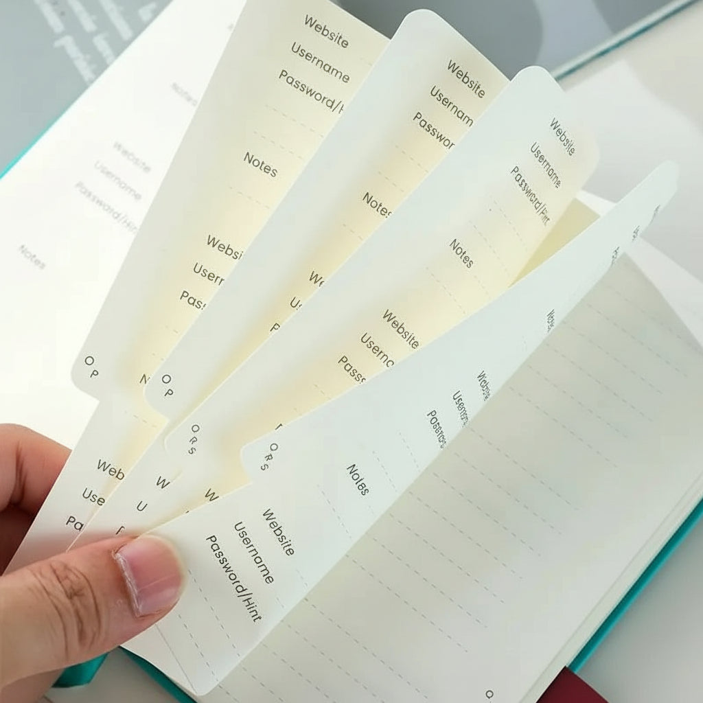 Logbuch, Passwortbuch mit Register A-Z Passwort Notizbuch A5 Ansicht der Seiten