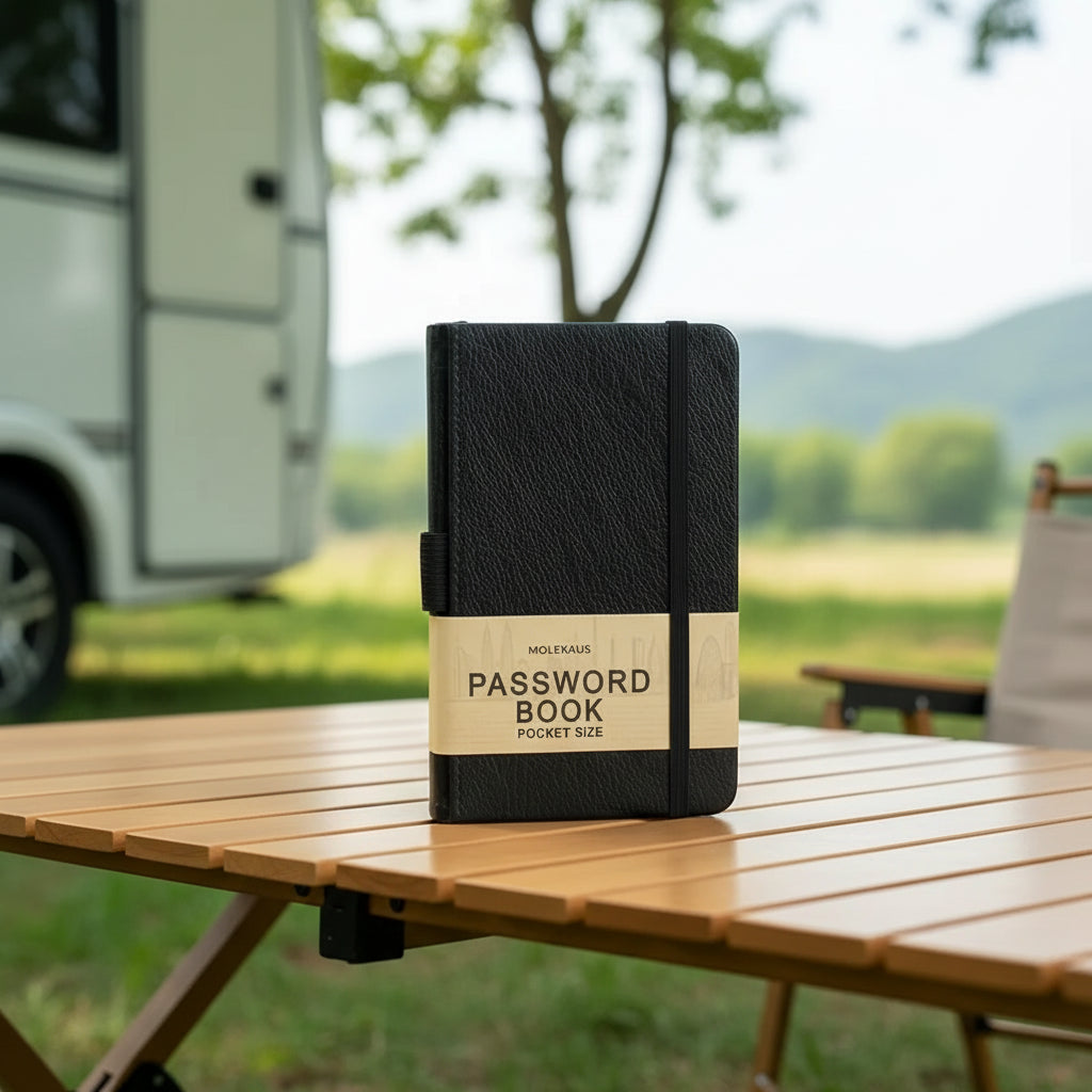 Logbuch, Passwortbuch mit Register A-Z Passwort Notizbuch A5 Frontansicht