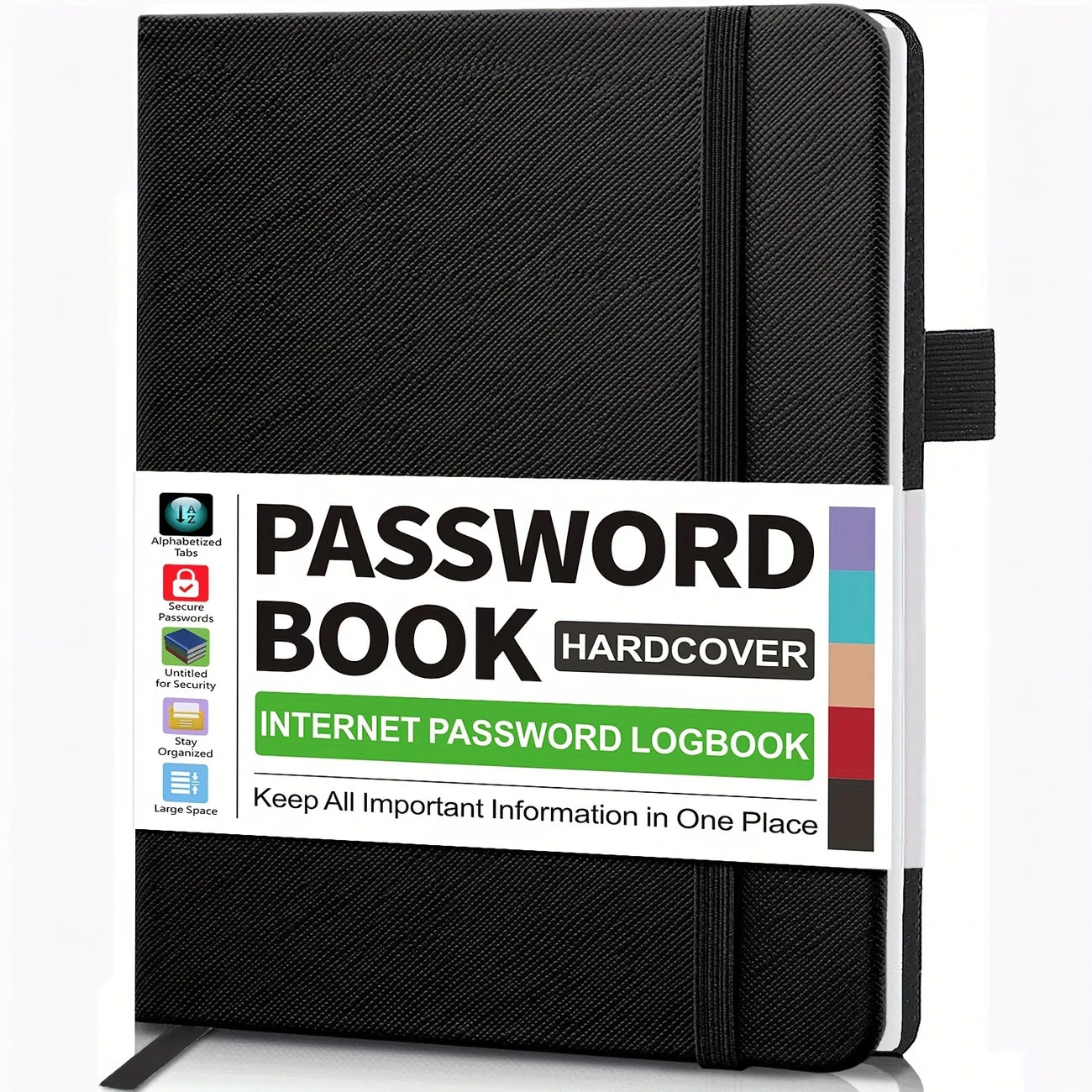 Logbuch, Passwortbuch mit Register A-Z Passwort Notizbuch A5 schwarz