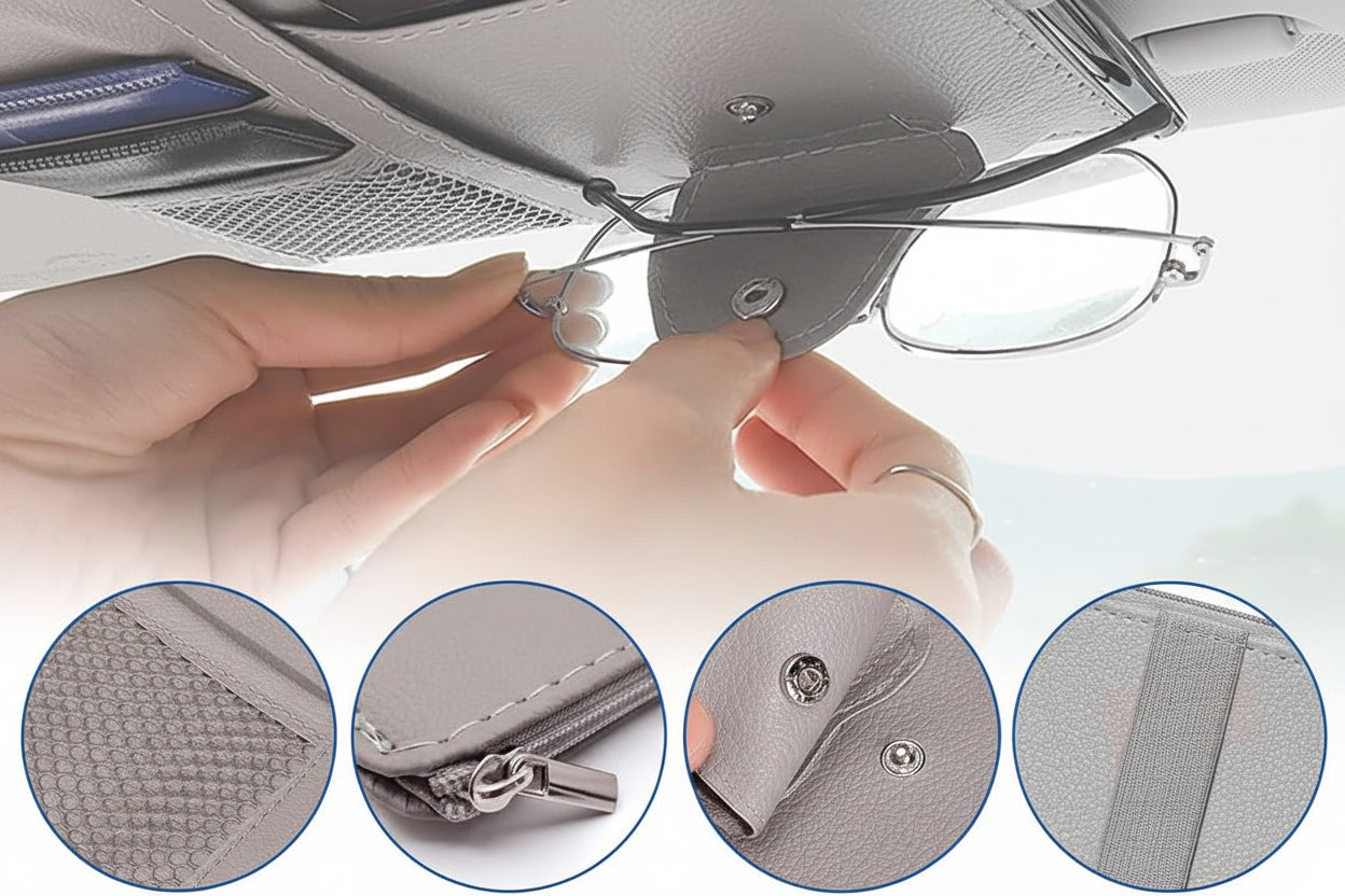 Organizer für Auto/Camper Sonnenblende, Sonnenbrillen Halter, Kartenhalter mehrere Detail Ansichten