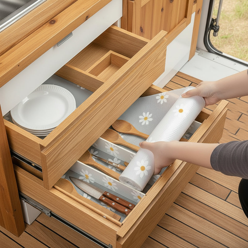 Schutzfolie für Schublade mit Blumen Muster