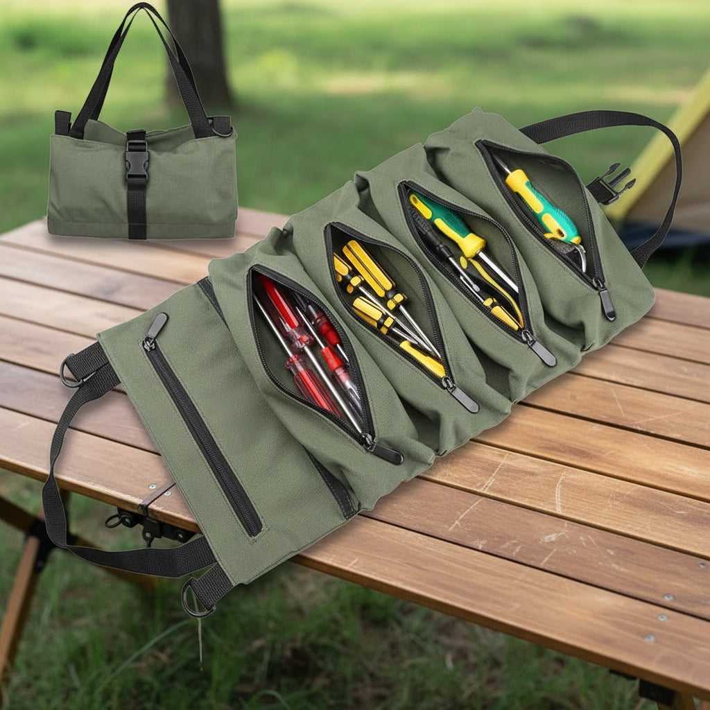 Aufrollbare Werkzeugtasche oliv